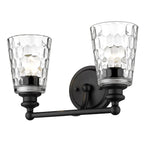 9" Black And Clear Metal and Glass Vanity Flush Mounted Sconce