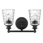 9" Black And Clear Metal and Glass Vanity Flush Mounted Sconce