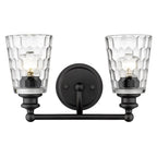 9" Black And Clear Metal and Glass Vanity Flush Mounted Sconce