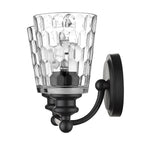9" Black And Clear Metal and Glass Vanity Flush Mounted Sconce