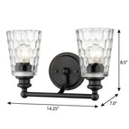 9" Black And Clear Metal and Glass Vanity Flush Mounted Sconce
