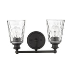 9" Black And Clear Metal and Glass Vanity Flush Mounted Sconce