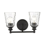 9" Black And Clear Metal and Glass Vanity Flush Mounted Sconce