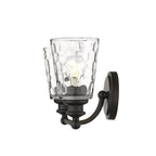9" Black And Clear Metal and Glass Vanity Flush Mounted Sconce