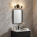 9" Black And Clear Metal and Glass Vanity Flush Mounted Sconce