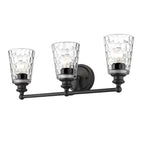9" Black And Clear Metal and Glass Vanity Flush Mounted Sconce
