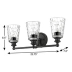 9" Black And Clear Metal and Glass Vanity Flush Mounted Sconce