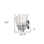 9" Silver And Clear Metal and Glass Vanity Flush Mounted Sconce