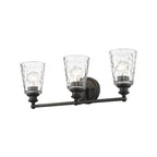 9" Black And Clear Metal and Glass Vanity Flush Mounted Sconce