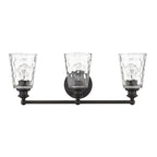 9" Black And Clear Metal and Glass Vanity Flush Mounted Sconce