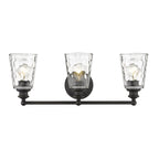 9" Black And Clear Metal and Glass Vanity Flush Mounted Sconce
