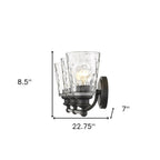 9" Black And Clear Metal and Glass Vanity Flush Mounted Sconce