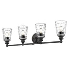 9" Black And Clear Metal and Glass Vanity Flush Mounted Sconce