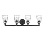 9" Black And Clear Metal and Glass Vanity Flush Mounted Sconce