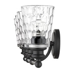 9" Black And Clear Metal and Glass Vanity Flush Mounted Sconce