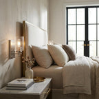 Silver Metal and Textured Glass Wall Sconce
