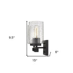 10" Black And Clear Metal Vanity Flush Mounted Sconce