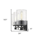 10" Black And Clear Metal Vanity Flush Mounted Sconce