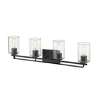 10" Black And Clear Metal Vanity Flush Mounted Sconce