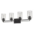10" Black And Clear Metal and Glass Vanity Flush Mounted Sconce