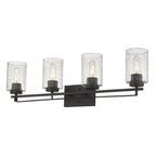 10" Black And Clear Metal and Glass Vanity Flush Mounted Sconce