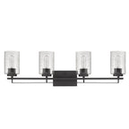10" Black And Clear Metal and Glass Vanity Flush Mounted Sconce