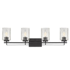10" Black And Clear Metal and Glass Vanity Flush Mounted Sconce