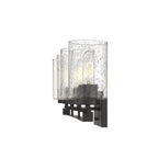 10" Black And Clear Metal and Glass Vanity Flush Mounted Sconce