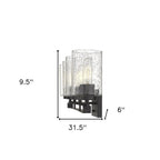10" Black And Clear Metal and Glass Vanity Flush Mounted Sconce