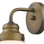 One Light Gold Wall Sconce with Round Glass Shade