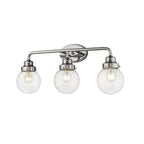 12" Silver And Clear Metal and Glass Vanity Flush Mounted Sconce