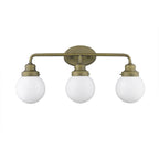 12" Brass And White Metal and Glass Vanity Flush Mounted Sconce