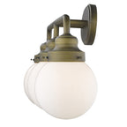 12" Brass And White Metal and Glass Vanity Flush Mounted Sconce