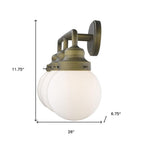 12" Brass And White Metal and Glass Vanity Flush Mounted Sconce