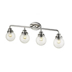 12" Silver And Clear Metal and Glass Vanity Flush Mounted Sconce