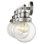 12" Silver And Clear Metal and Glass Vanity Flush Mounted Sconce