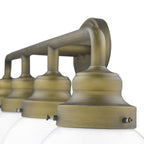 36" Brass And White Metal And Glass Four Light Vanity Light