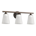 21" Bronze And White Metal and Glass Three Lights Flush Mounted Sconce