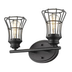 9" Black Metal Vanity Flush Mounted Sconce