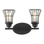 9" Black Metal Vanity Flush Mounted Sconce
