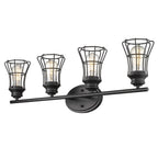 9" Black Metal Vanity Flush Mounted Sconce