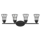 9" Black Metal Vanity Flush Mounted Sconce