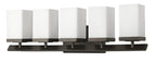 8" Black And White Metal and Glass Vanity Flush Mounted Sconce
