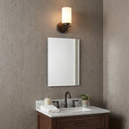 One Light Bronze and Glass Wall Sconce