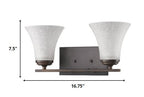 8" Antiqued Bronze Metal and Glass Vanity Flush Mounted Sconce