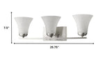 26" Silver And White Metal and Glass Three Lights Flush Mounted Sconce