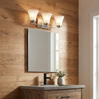 26" Silver And White Metal and Glass Three Lights Flush Mounted Sconce