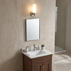Silver Wall Light with Narrow Frosted Glass Shade