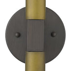 Two Light Brass and Wood Wall Sconce