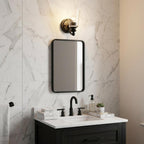 One Light Matte Black Glass Shade Wall Sconce